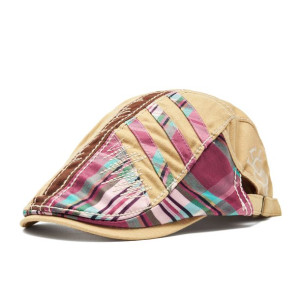 Menico Men Cotton Outdoor Spliced Plaid Panel Viso