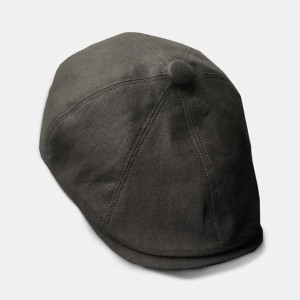 Męska Bawełniana Lniana Czapka Beret W Jednolitym