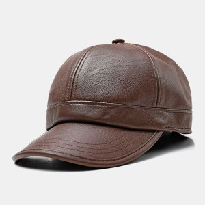 Męska Czapka Z Nausznikami Retro Pu Leather Winter