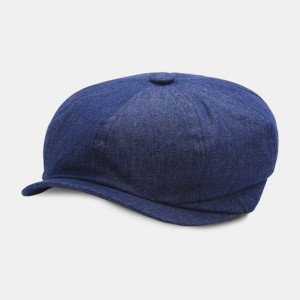 Męska, Dżinsowa, Patchworkowa Czapka Beret Na Co D