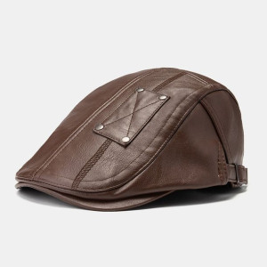 Męskie Czapki Beret Ze Skóry Pu Casual Czapka Gaze