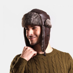 Mężczyźni Pu Leather Velvet Winter Keep Warm Ochro
