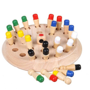 Montessori Wooden Colorful Memory Chess Game Clip