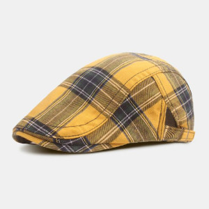 Unisex Bawełniane Berety W Kratę Brytyjski Retro O