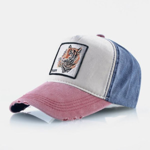 Unisex Haftowany Wzór Tygrysa Patchwork Regulowany