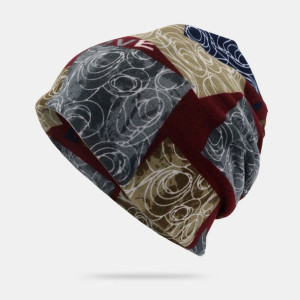 Unisex List Print Twist Hat Czapka Beanie - Khaki