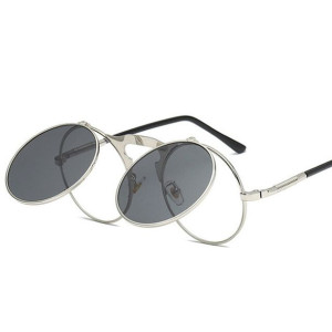 Uv400 Vintage Steampunk Flip Up Męskie Okulary Prz