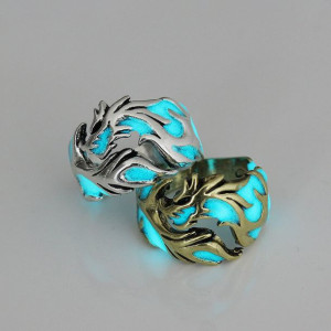 Vintage Luminous Dragon Rings Metal Hollow Latając