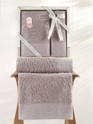 Ręcznik bawełniany frotte beżowy 50x90+70x140