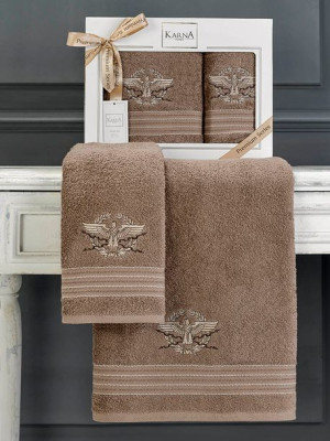 Ręcznik bawełniany frotte KAVELL brązowy 50x90+70x140