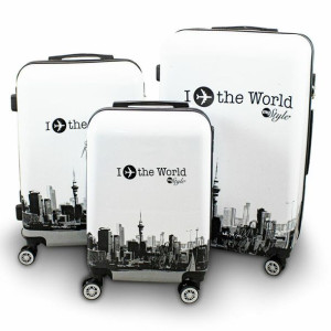 Walizki Zestaw Walizek Walizka Fly The World White