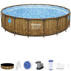 Bestway Basen stelażowy drewno 549x122 11w1 56977