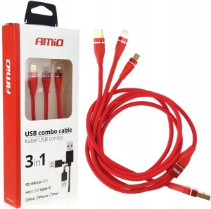 Kabel 3w1 Do Ładowarka Do Iphone Micro Usb Typ-c