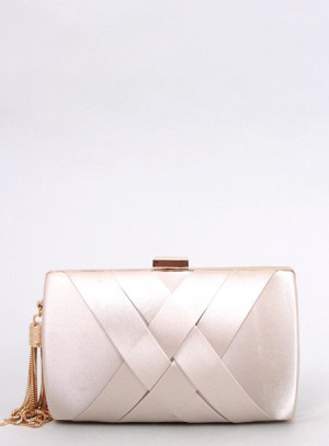 Satynowa torebka wizytowa MEDINA ZŁOTA