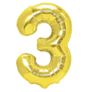 Balon foliowy cyfra 3 złoty 100cm