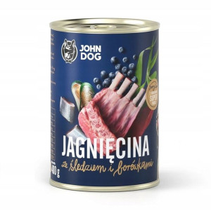 John Dog Puppy Jagnięcina i Śledź z Borówkami 400g