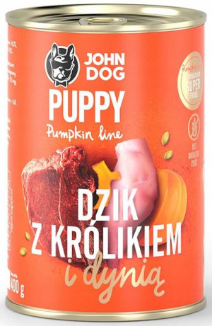 John Dog Puppy Dzik z królikiem i dynią 400g