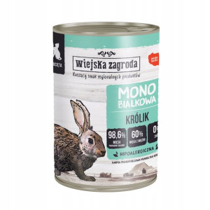 Wiejska Zagroda Mokra Mono Królik dla Kociąt 400g