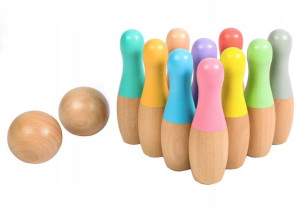 Drewniane Kolorowe Kręgle Dla Dzieci Bowling