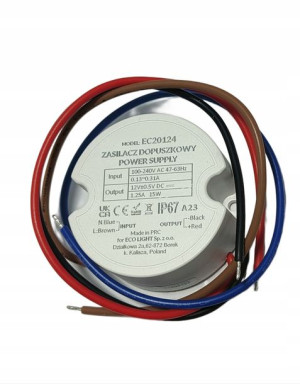 Zasilacz Hermetyczny Dopuszkowy Led Ip67 15w 12v