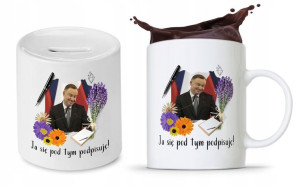 Zestaw Andrzej Duda Pis Prezent Kubek + Skarbonka
