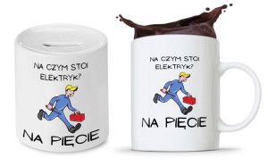 Zestaw Dla Elektryka Prezent Kubek + Skarbonka