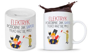 Zestaw Dla Elektryka Prezent Kubek + Skarbonka
