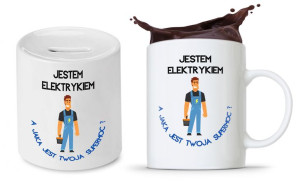 Zestaw Dla Elektryka Prezent Kubek + Skarbonka