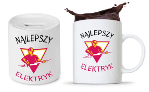 Zestaw Dla Elektryka Prezent Kubek + Skarbonka