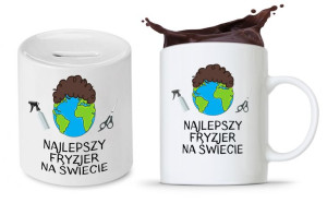 Zestaw Dla Fryzjera Fryzjerki Kubek + Skarbonka