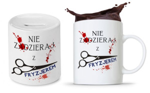 Zestaw Dla Fryzjera Fryzjerki Kubek + Skarbonka