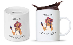 Zestaw Dla Fryzjera Fryzjerki Kubek + Skarbonka