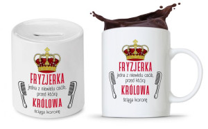 Zestaw Dla Fryzjera Fryzjerki Kubek + Skarbonka