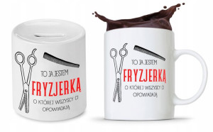 Zestaw Dla Fryzjera Fryzjerki Kubek + Skarbonka