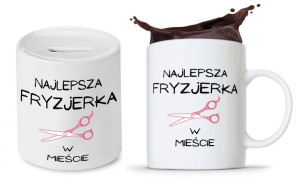 Zestaw Dla Fryzjera Fryzjerki Kubek + Skarbonka