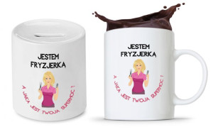 Zestaw Dla Fryzjera Fryzjerki Kubek + Skarbonka