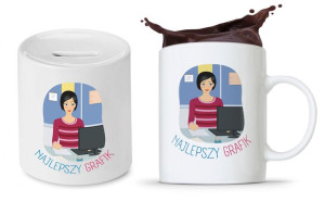 Zestaw Dla Grafika Prezent Kubek + Skarbonka