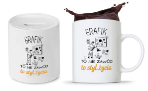 Zestaw Dla Grafika Prezent Kubek + Skarbonka