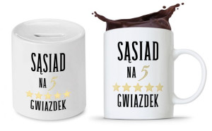 Zestaw Dla Sąsiada Sąsiadki Kubek + Skarbonka