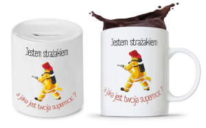 Zestaw Dla Strażaka Prezent Kubek + Skarbonka
