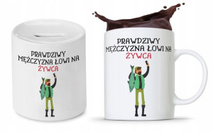 Zestaw Dla Wędkarza Rybaka Kubek + Skarbonka