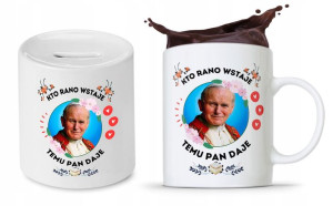 Zestaw Jan Paweł Papaj Prezent Kubek + Skarbonka