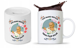 Zestaw Jan Paweł Papaj Prezent Kubek + Skarbonka