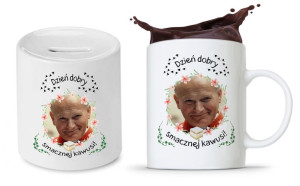 Zestaw Jan Paweł Papaj Prezent Kubek + Skarbonka