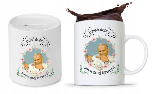 Zestaw Jan Paweł Papaj Prezent Kubek + Skarbonka