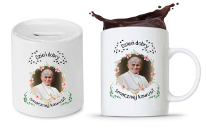 Zestaw Jan Paweł Papaj Prezent Kubek + Skarbonka