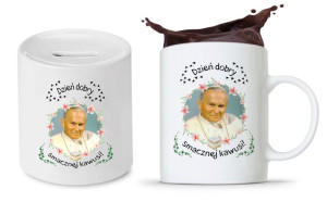 Zestaw Jan Paweł Papaj Prezent Kubek + Skarbonka