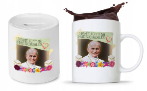 Zestaw Jan Paweł Papaj Prezent Kubek + Skarbonka