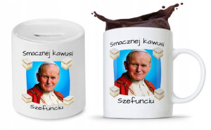 Zestaw Jan Paweł Papaj Prezent Kubek + Skarbonka