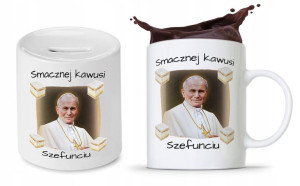 Zestaw Jan Paweł Papaj Prezent Kubek + Skarbonka